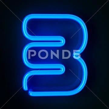 Neon sign number three Stock Illustration