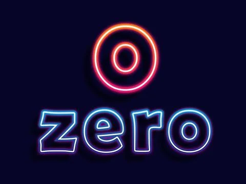 Neon sign number zero light vector. Gowing icon design. Vector illustration Stock Illustration