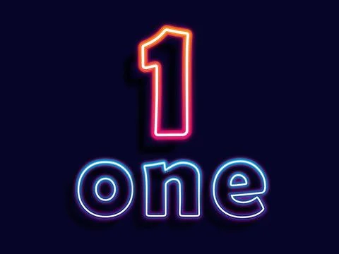 Neon sign one light vector. Number one glowing icon design. Vector illustration 스톡 일러스트