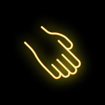Neon sign of open empty hand asking or receiving Stock Illustration