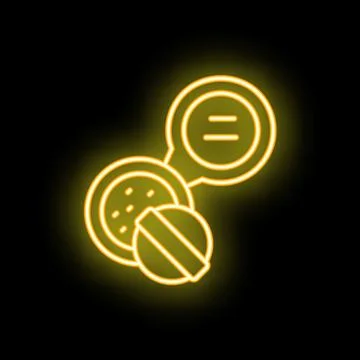 Neon sign of open powder compact with mirror and applicator Stock Illustration
