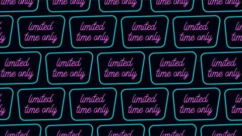 Neon sign pattern with limited time only text for cyber monday sale backgroun Stock Illustration