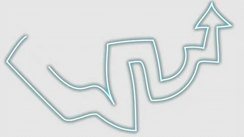 Neon sign with pointer up. A symbol of growth and promotion. Stock Footage 180954841