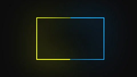 Neon sign in rectangle shape. Bright neon light, illuminated rectangle frame. Stock Footage 279709493