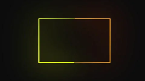 Neon sign in rectangle shape. Bright neon light, illuminated rectangle frame. Видео 279709566