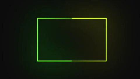 Neon sign in rectangle shape. Bright neon light, illuminated rectangle frame. Видео 279709756