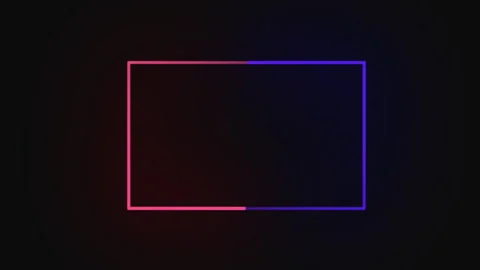 Neon sign in rectangle shape. Bright neon light, illuminated rectangle frame. Видео 279709764
