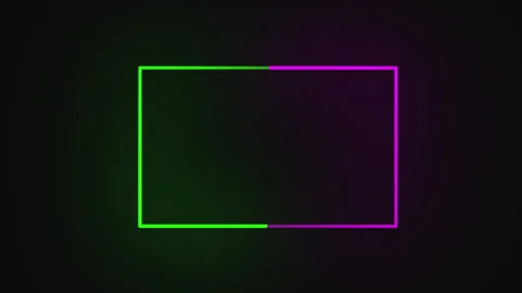 Neon sign in rectangle shape. Bright neon light, illuminated rectangle frame. Видео 279709852
