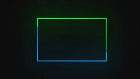 Neon sign in rectangle shape. Bright neon light, illuminated rectangle frame. Illustrazione stock