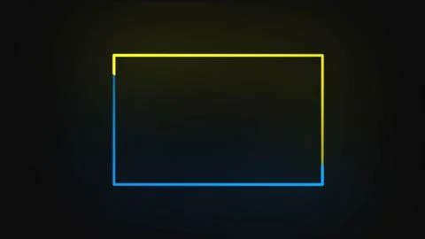 Neon sign in rectangle shape. Bright neon light, illuminated rectangle frame. Illustrazione stock