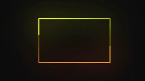 Neon sign in rectangle shape. Bright neon light, illuminated rectangle frame. Illustrazione stock