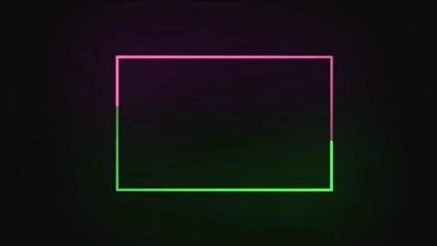 Neon sign in rectangle shape. Bright neon light, illuminated rectangle frame. Illustrazione stock