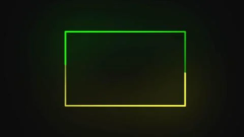 Neon sign in rectangle shape. Bright neon light, illuminated rectangle frame. Illustrazione stock