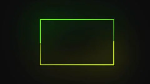 Neon sign in rectangle shape. Bright neon light, illuminated rectangle frame. Illustrazione stock