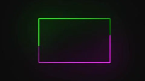 Neon sign in rectangle shape. Bright neon light, illuminated rectangle frame. Illustrazione stock