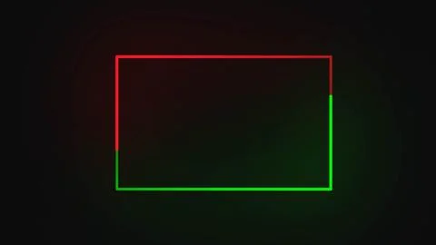 Neon sign in rectangle shape. Bright neon light, illuminated. Illustrazione stock