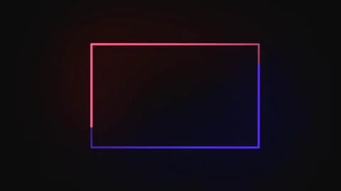 Neon sign in rectangle shape. Bright neon light, illuminated. Illustrazione stock