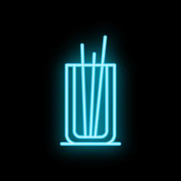 Neon sign representing aroma diffuser with incense sticks on black background Stock Illustration