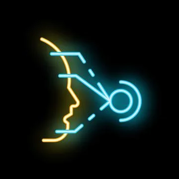 Neon sign representing artificial intelligence recognizing a human face 스톡 일러스트