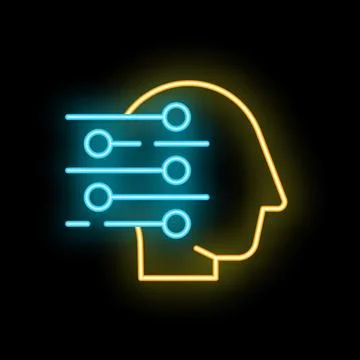 Neon sign representing artificial intelligence processing data Stock Illustration