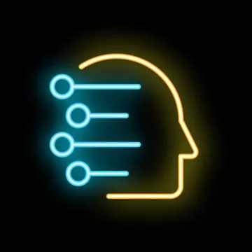 Neon sign representing artificial intelligence working with data イラスト素材