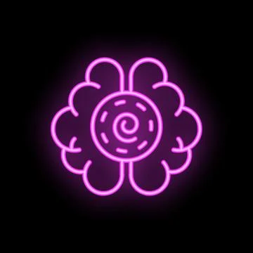 Neon sign representing artificial intelligence with brain and microchip Stock Illustration