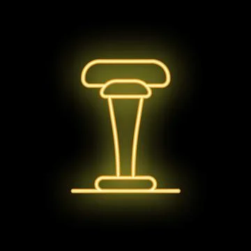 Neon sign representing a bar stool glowing on a black background Illustrazione stock