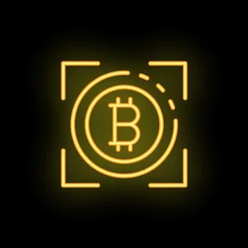 Neon sign representing bitcoin cryptocurrency mining concept Stock Illustration