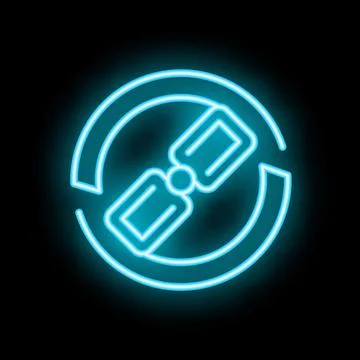 Neon sign representing blockchain technology with glowing links in a circle.. Stock Illustration