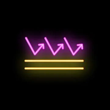 Neon sign representing bouncing light rays on a surface Stock Illustration