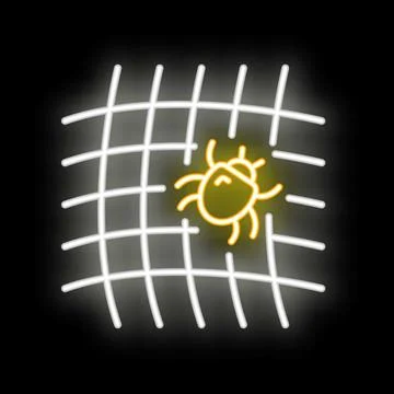 Neon sign representing bug trapped in a grid system Stock Illustration