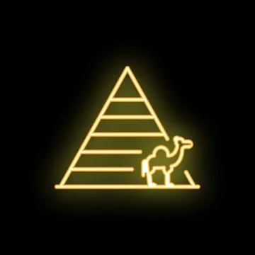 Neon sign representing a camel standing near the pyramids of giza egypt Stock Illustration