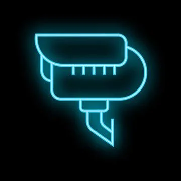 Neon sign representing cctv camera on a black background Ilustración de archivo