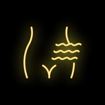 Neon sign representing cellulite affecting woman body shape Stock Illustration