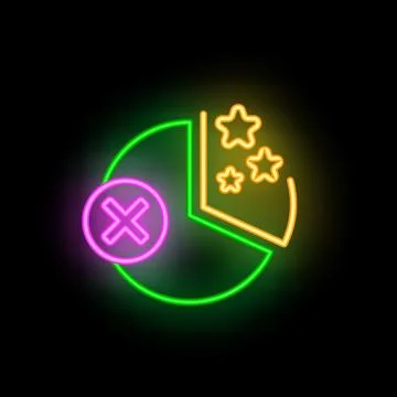 Neon sign representing choosing the wrong slice in a pie chart Stock Illustration