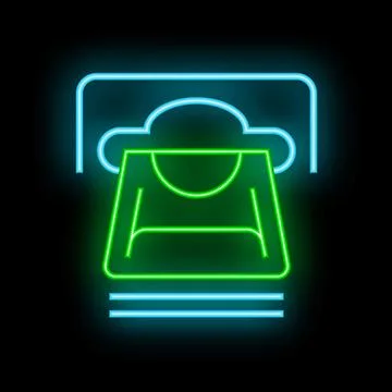 Neon sign representing cloud computing data storage with server and cloud Stock Illustration