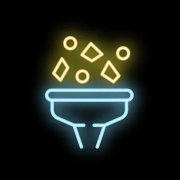 Neon sign representing the concept of filtering data, sorting information t.. Stock Illustration