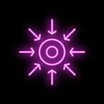 Neon sign representing convergence point concept Stock Illustration