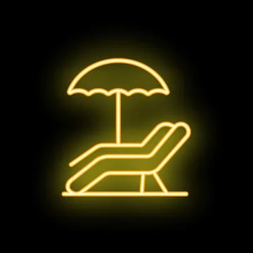 Neon sign representing a deckchair under a beach umbrella Stock Illustration