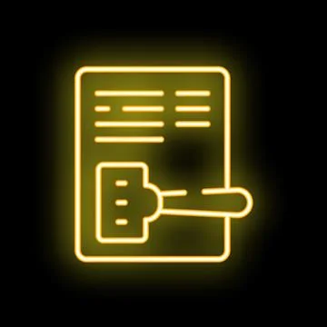 Neon sign representing a document being stamped with a rubber stamp イラスト素材