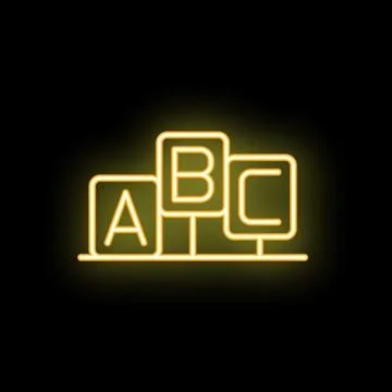 Neon sign representing educational concept with abc cubes Illustration