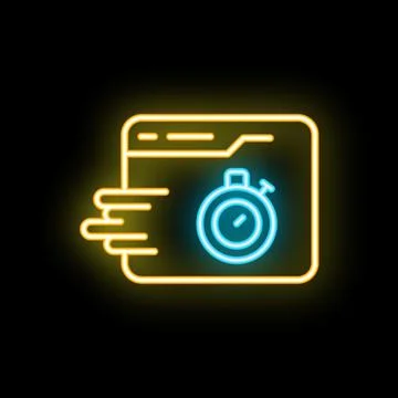 Neon sign representing fast loading website speed optimization Illustrazione stock