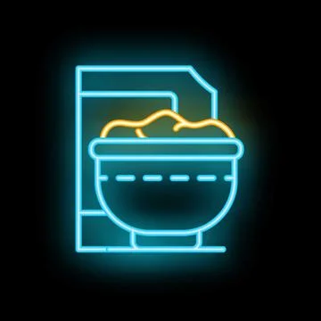 Neon sign representing food processor preparing dough for baking 스톡 일러스트