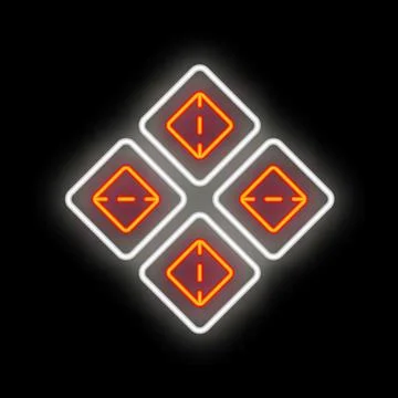 Neon sign representing four buttons forming a user interface element Illustrazione stock