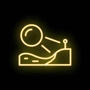 Neon sign representing gravity pulling object down slope Ilustración de archivo