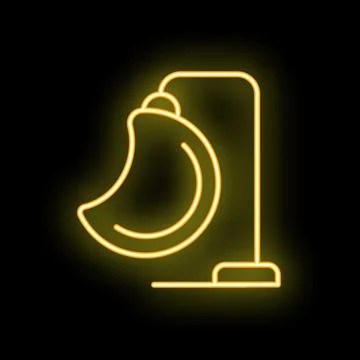 Neon sign representing a hanging egg chair on black background Stock Illustration
