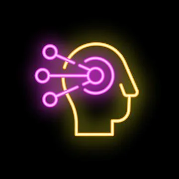 Neon sign representing human head receiving information Illustrazione stock