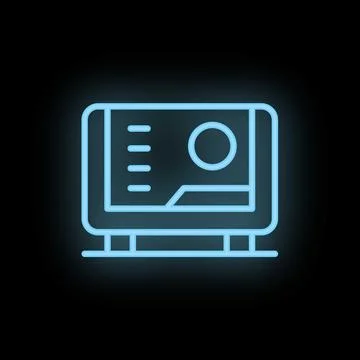 Neon sign representing interactive kiosk with blank screen for your adverti.. Stock Illustration