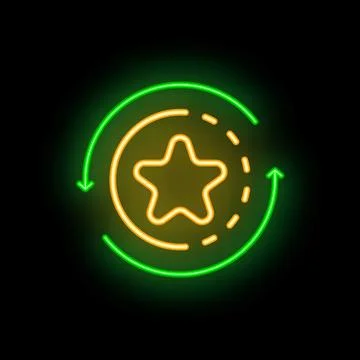 Neon sign representing loyalty program with star surrounded by circular arrow イラスト素材