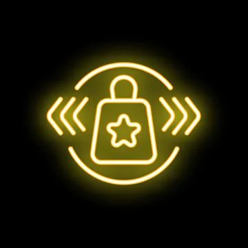 Neon sign representing loyalty program with shopping bag and star symbol Stock Illustration